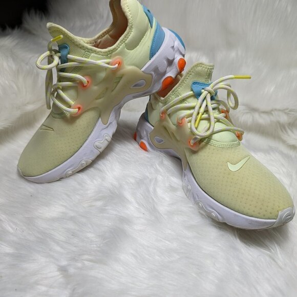 Nike React Presto Barely Volt/Hyper Crimson-Blue Ga Men's Size 9 Yellow Orange - Picture 1 of 8